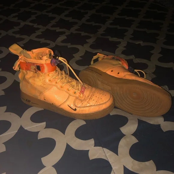 Nike Vibrant Orange Sneakers OBJ Airforce 1’s - Picture 2 of 6